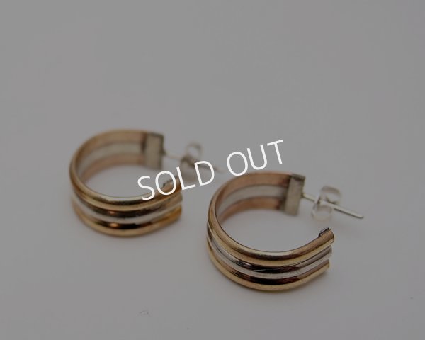 画像2: ナバホ　12k Gold filled & Silver フープ　ピアス (2)