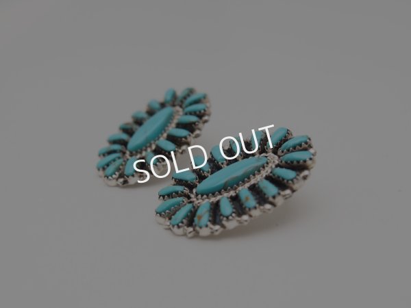 画像2: Pamela Benally　ターコイズ　クラスター　ピアス  (2)