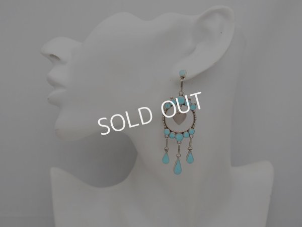 画像4: ズニ　フラットインレイ ターコイズ＆ハート　ダングルピアス (4)