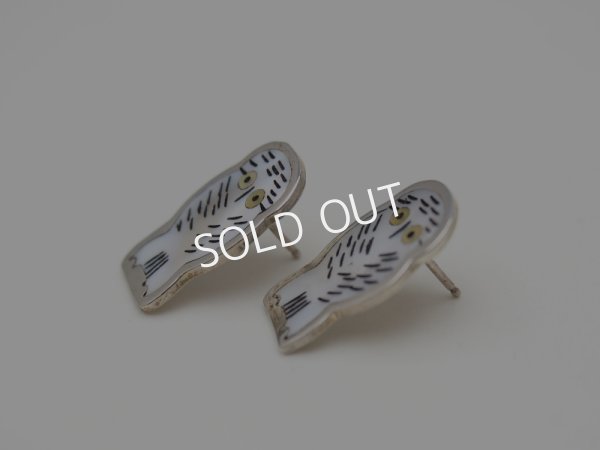 画像2: Dennis and Nancy Edaakie フクロウ　フラットインレイ　ピアス (2)