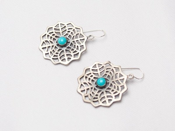 画像2: ナバホ　ターコイズ　ダングルピアス (2)