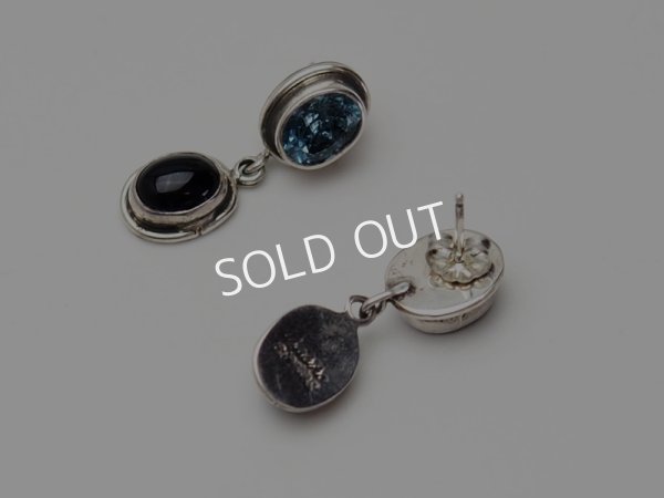 画像3: ナバホ　オニキス＆トパーズ（トリートメント）ダングルピアス (3)