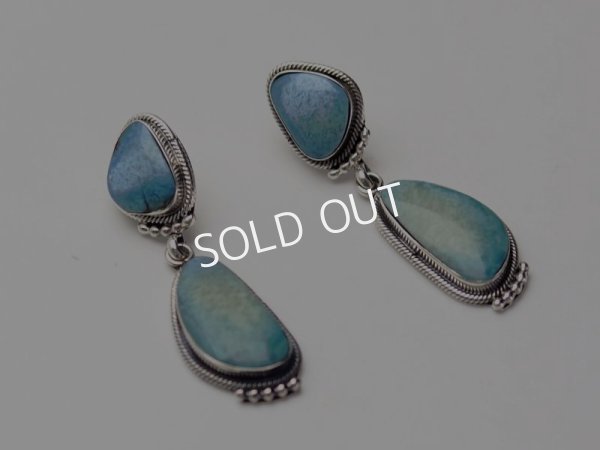 画像2: ナバホ　ターコイズ　ダングルピアス (2)
