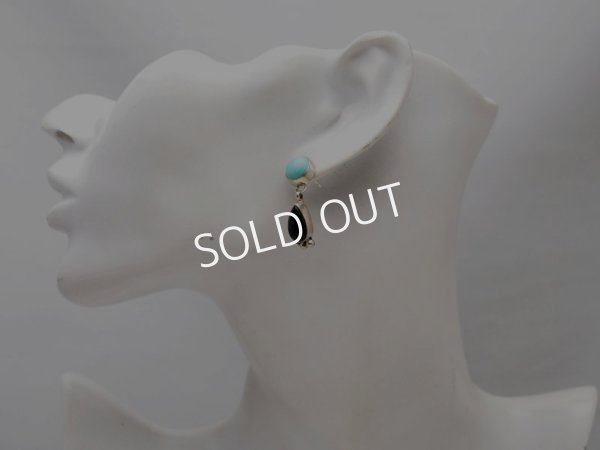 画像4: ナバホ　ターコイズ＆オニキス　ダングルピアス (4)