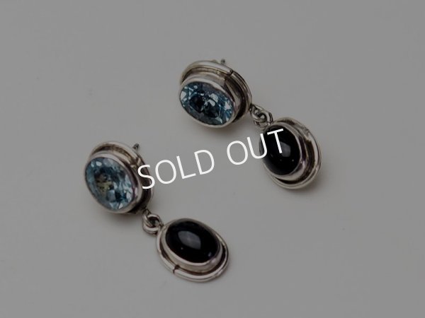 画像2: ナバホ　オニキス＆トパーズ（トリートメント）ダングルピアス (2)